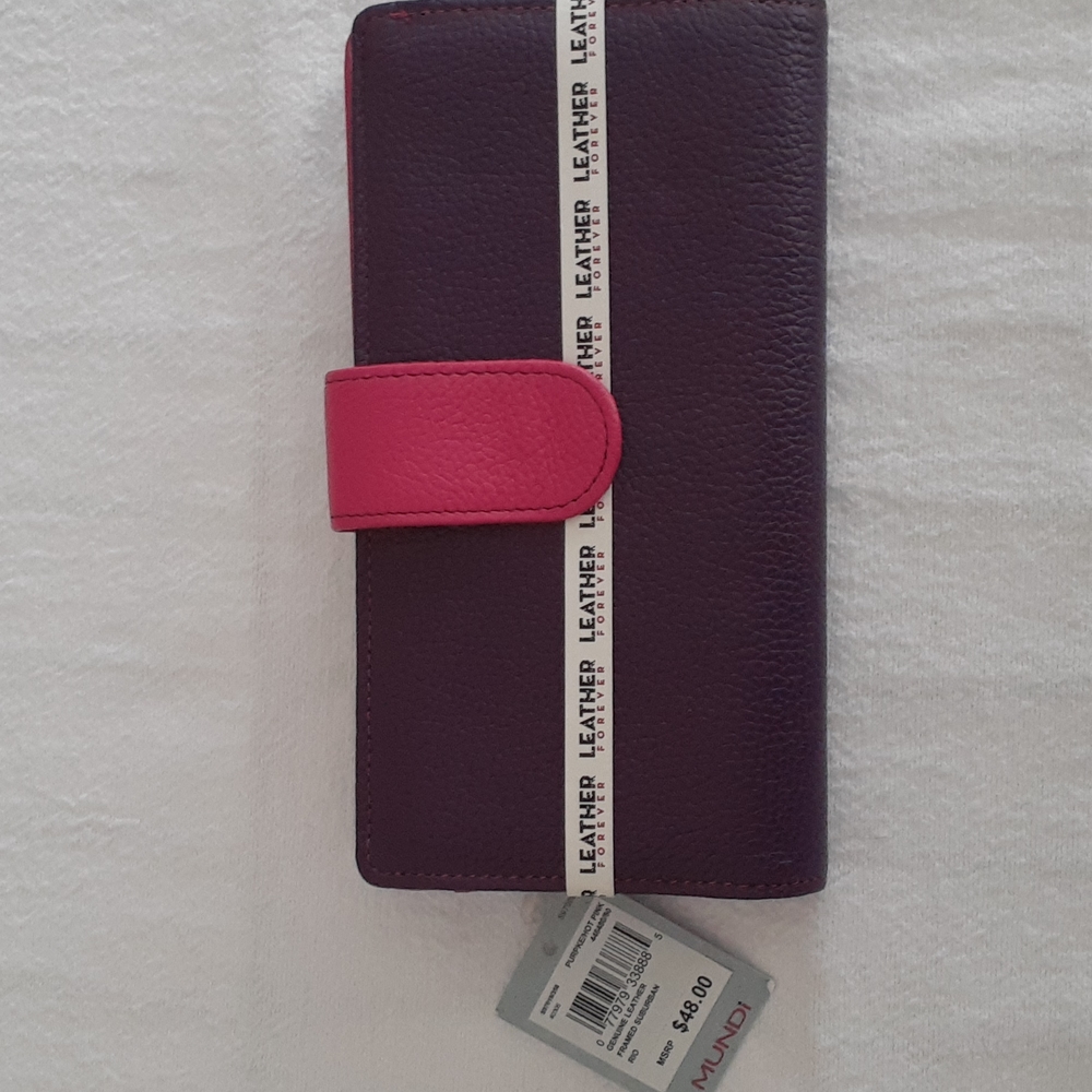 Mundi Leather Wallet Pink and Purple